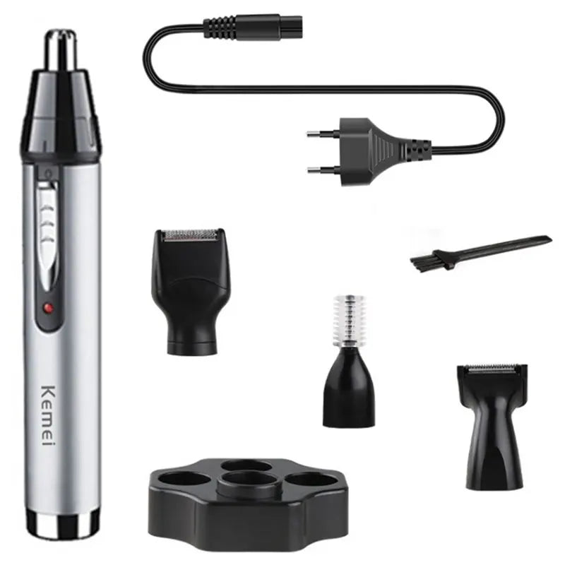 Kemei rechargeable all in one grooming kit ear nose hair trimmer eyebrow beard electric facial&body trimmer for men&women
