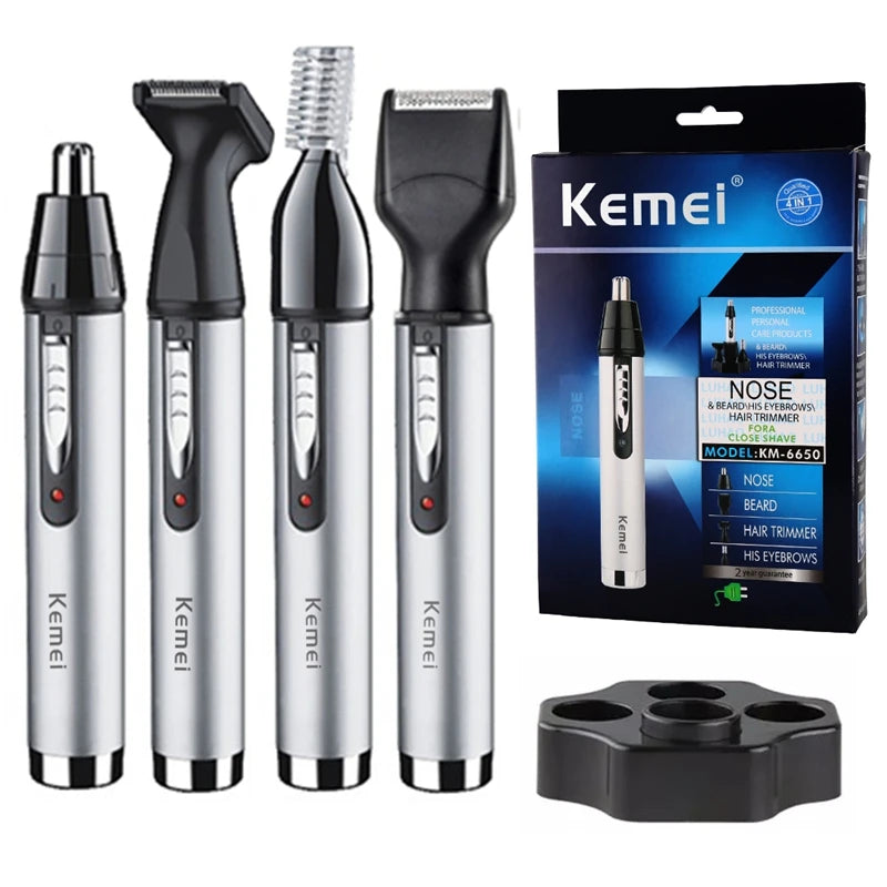 Kemei rechargeable all in one grooming kit ear nose hair trimmer eyebrow beard electric facial&body trimmer for men&women